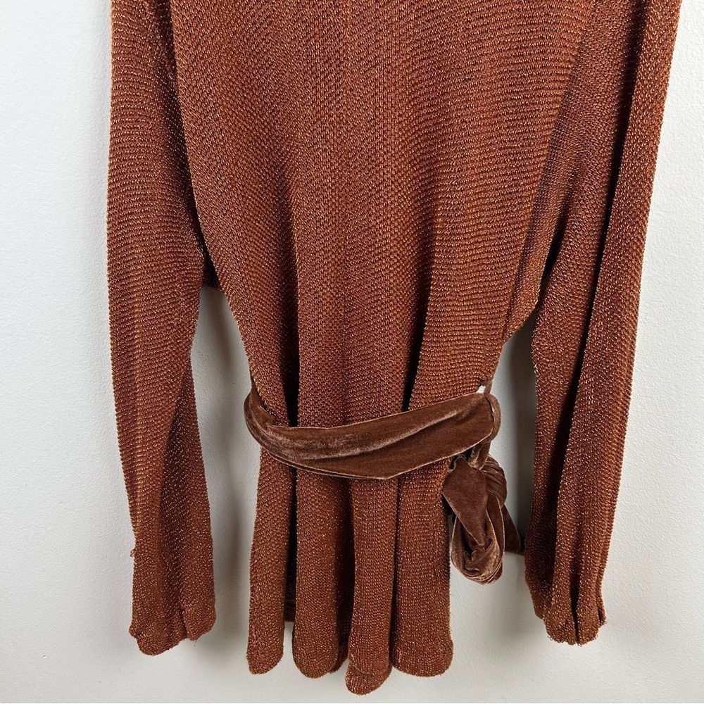 Free People Fete Knit Metallic rare sweater dress with velvet belt size: S - Picture 12 of 15